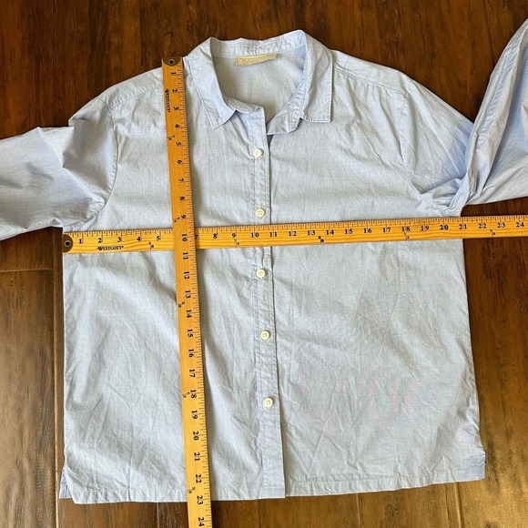 EVERLANE The Organic Cotton Prep Shirt Puff-Sleeve in Baby Blue - Picture 10 of 11